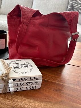 Red Leather Shoulder Bag